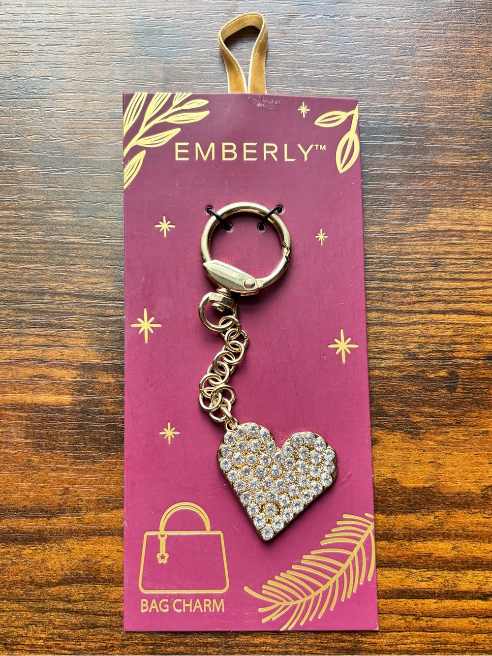 Emberly Pave Heart Bag Charm – Gold